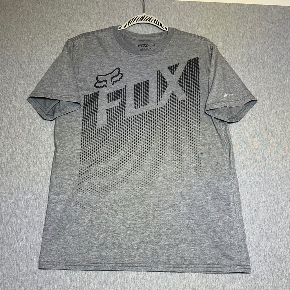 Fox Racing Active Tech Shirt Mens Medium Gray Heather Graphic Logo T-Shirt